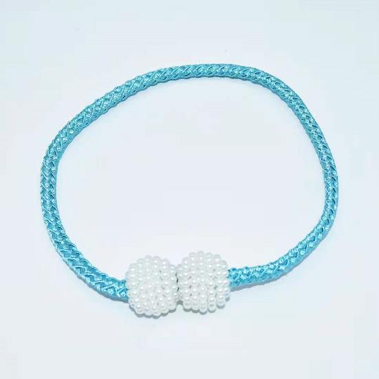 1 Pair Magnetic Curtain Tiebacks, Woven Rope Beaded Curtain Holders, Decorative Drapery Holdbacks for Living Room Bedroom