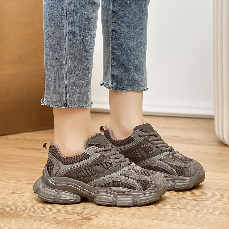 Women's Spring/Summer Thick Sole Dad's Shoes Women's Shoes High Grade Elevated Grey Casual Sports Shoes