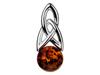 Silver Cat Pendant with Amber Oxidized Women' Cat Pendant Silver