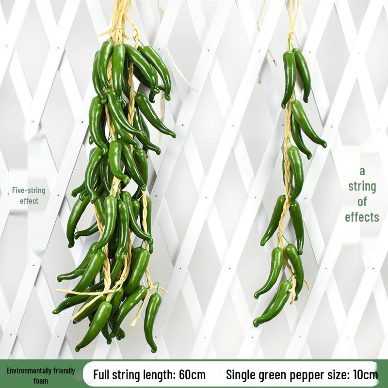 Brocheta Artificial de Chile Rojo, Ajo, Cacahuete y Maíz para Decoración de Fiesta de la Cosecha