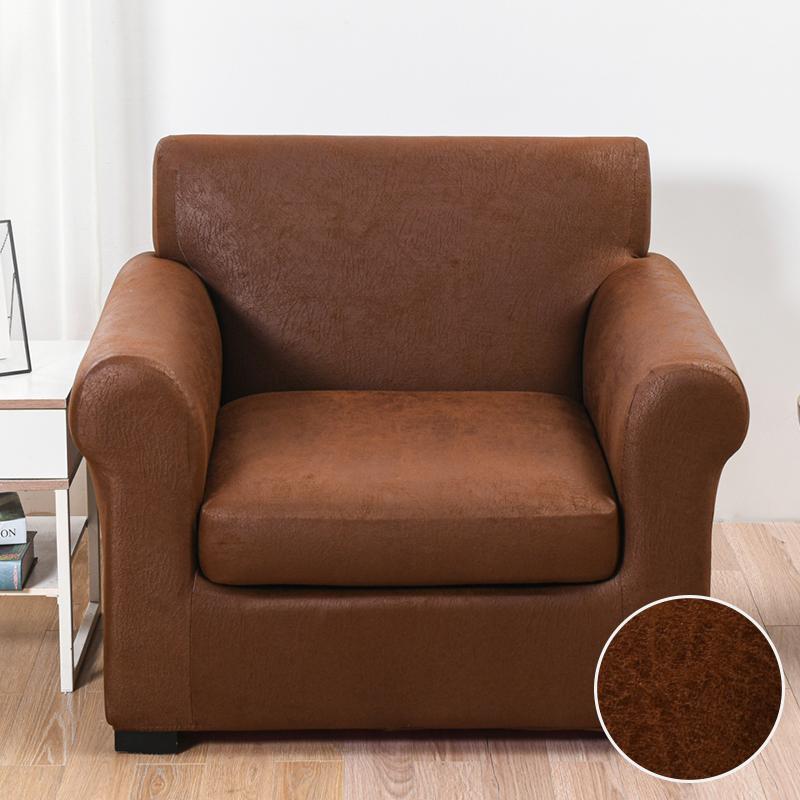

2 Pieces Chair Covers Faux Leather Single Seat Sofa Cover Stretch Chair Slipcover Pet Dog Couch Cover Slipcover For Living Room 1-seat 90-140cm