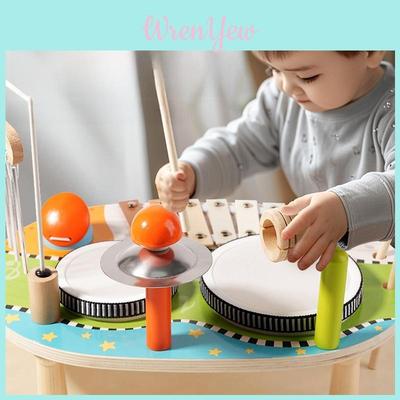 Wooden Multifunction Drum Music Station For Kids Educational Toy Playroom Decor