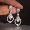 Source European and American court water drop zircon earrings, long earrings full of diamonds, bridal dinner earrings for women