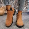 Fashion Women's Casual Fashion Round Toe Chunky Heel Suede Ankle Boots   Work And Anti-slip Simple comfortable versatile shoes
