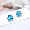 925 Silver Heart Blue Zircon Engagement Stud Earrings For Women Luxury Jewelry Elegant Accessories Jewellery