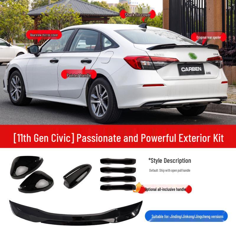 Eleventh Gen Civic Modified Rear Spoiler - Night Black High-End Warrior Edition