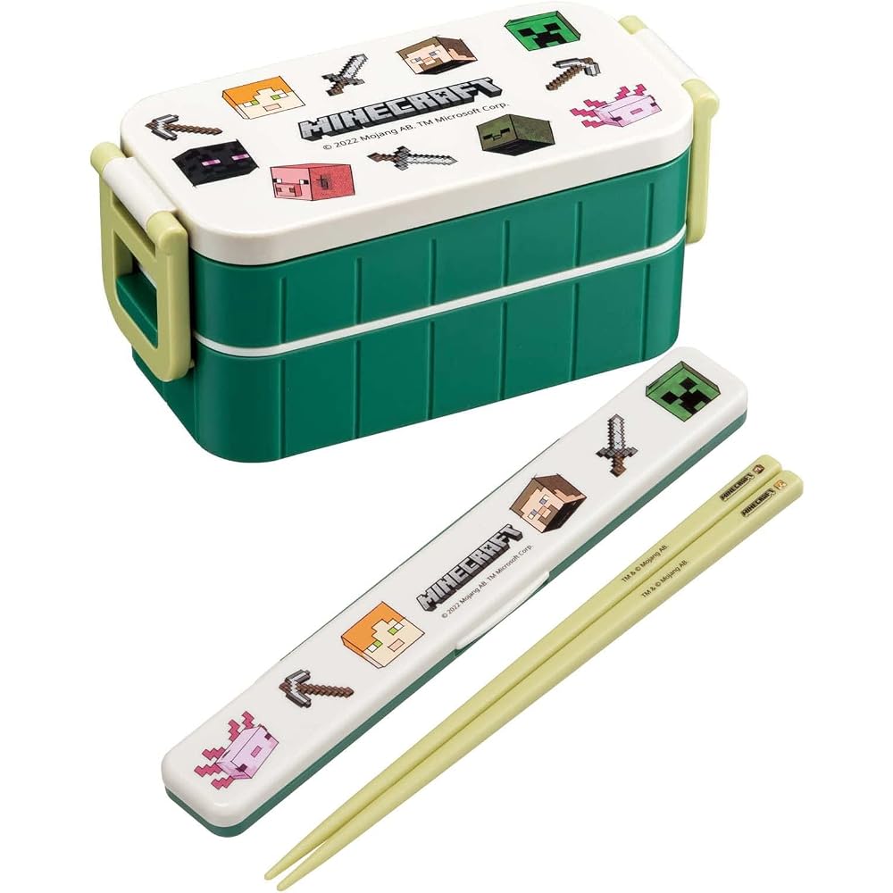 Skater Minecraft Explorer 2-Tier Lunch Box 600ml Antibacterial for Women Made in Japan