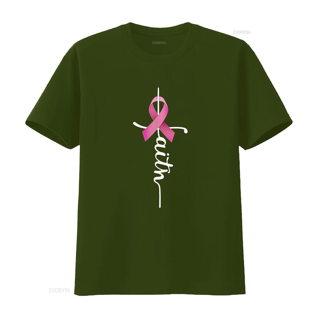 Faith Breast Cancer Awareness Ribbon Mens T Shirt vintage Washed Soft graphic designer clothes homme Stretched Slightly