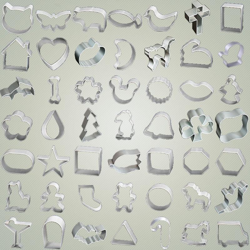 Aluminum Alloy Holiday Cookie Mold Set: Pineapple, Candy Cane, Mitten, Gingerbread Man, Pumpkin