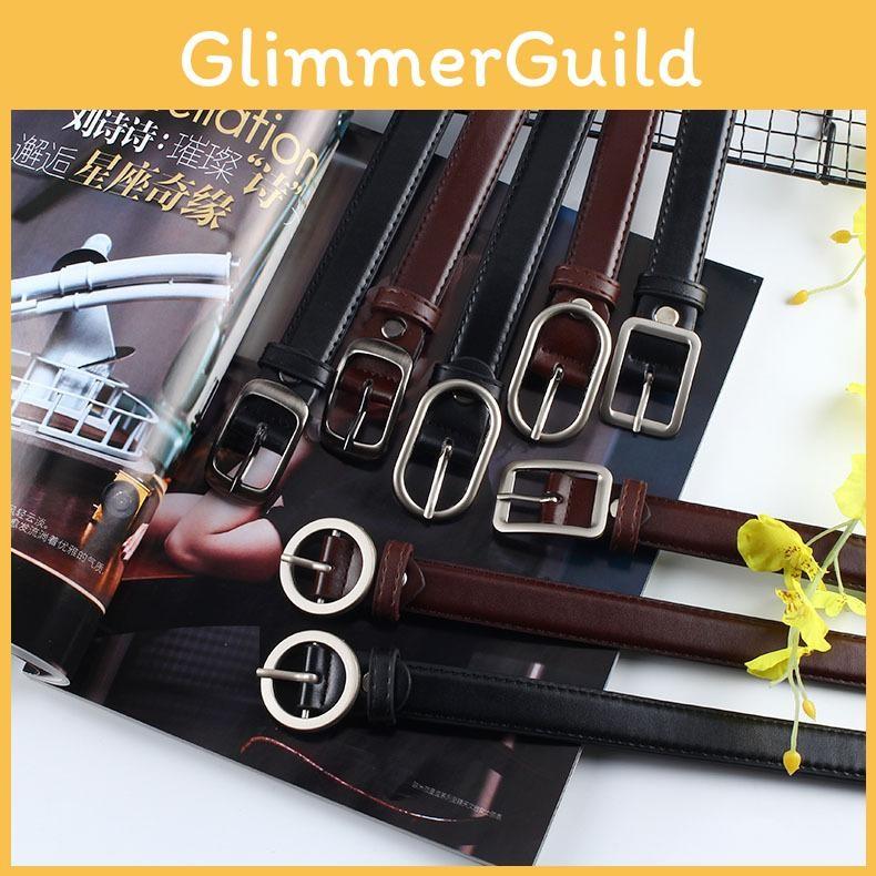 Color Simple Solid Oval Buckle Decoration Women Slim Waist Belt For Use Daily