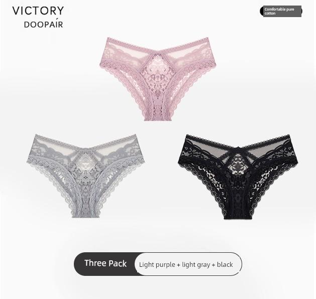Victtoia Mrs Sexy Lace Panties for Women, Mesh Transparent Hollow-Out Semi-Coverage Seductive Briefs