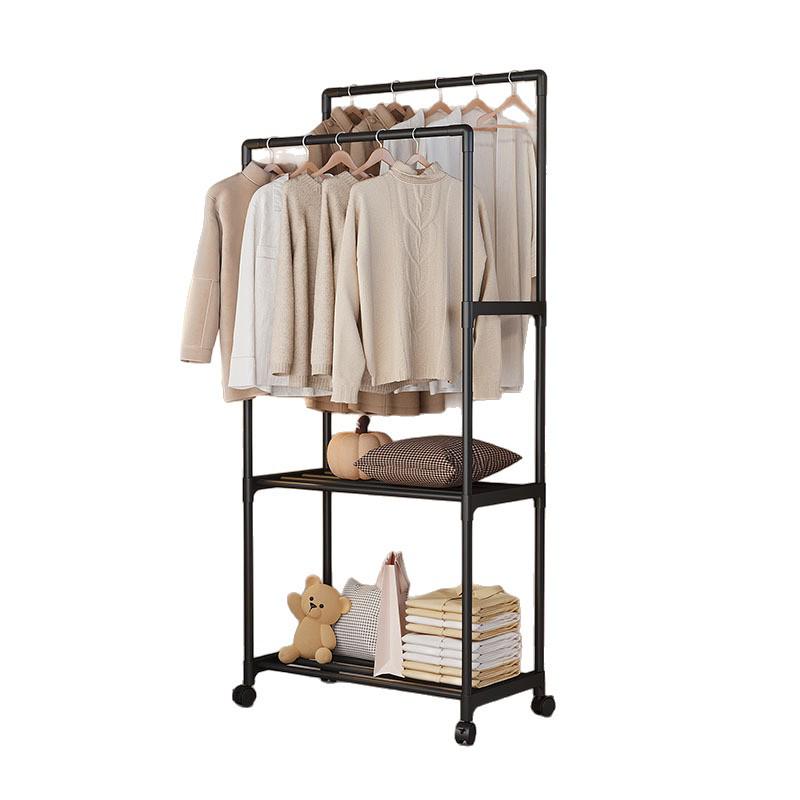 Movable Floor-Standing Children's Clothes Rack with Assembly & Drying Features