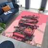 1pc Anime Cartoon Design Office Chair Mat - Pink Building with Japanese Characters and Flags - Non-Slip Carpet for Home Decor, Living Room, Bedroom, G