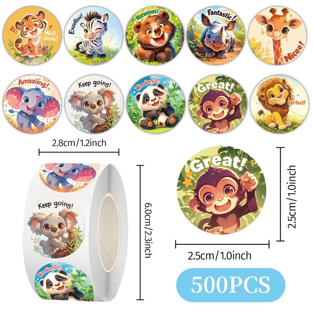 500 Cute Animal English Stickers: Child Rewards, Planner Decor, DIY Sealing & Film Tape