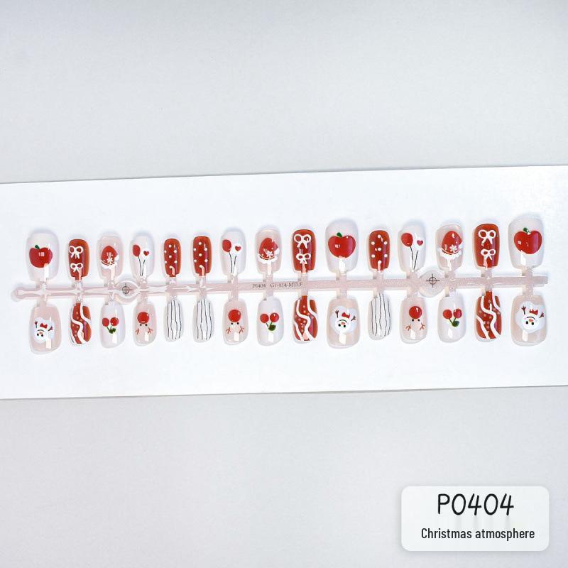 Red French Snowflake Cat Eye Wearable Christmas Tree 3D Nail Art Stickers, 30 Pieces