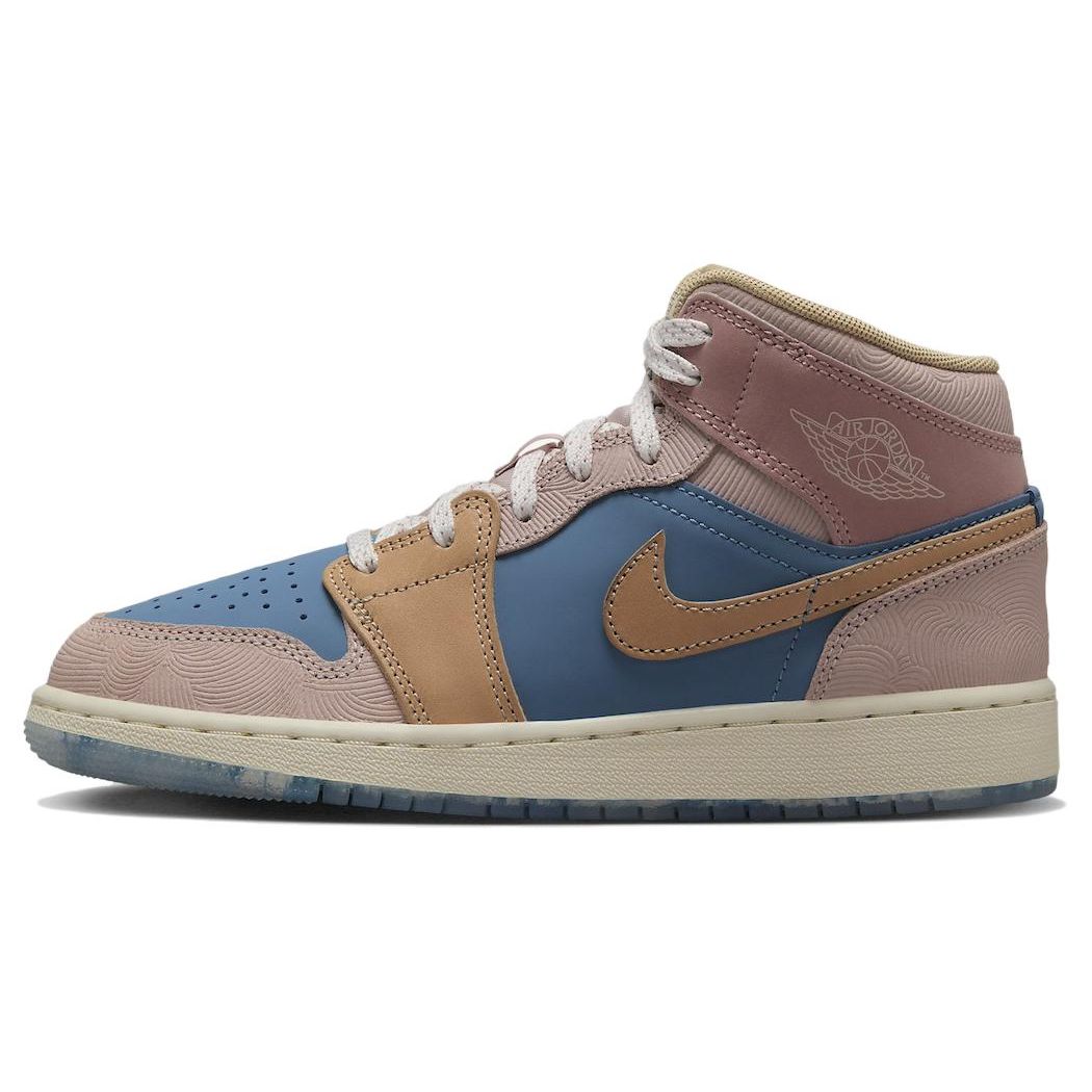 

Детские кроссовки Air Jordan 1 Mid SS GS Zen Синие Aegean-Storm Hemp FN7452-400 38