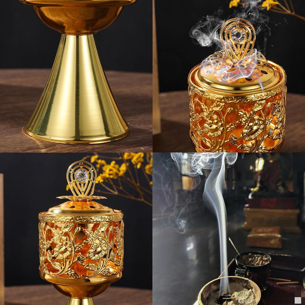 Incense Burner Metal Vintage Iron Arabic Incense Holder Indoor Censer For Home Country Ceremony Restaurants Church Temple Yoga