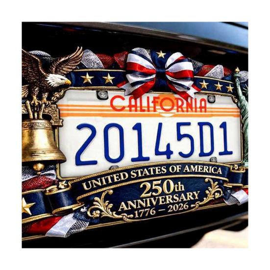 250th Anniversary License Plate Frame, Anti-Rust Coating Car Decoration, Celebrate Freedom History Heritage Perfect Gift for Family And Friends