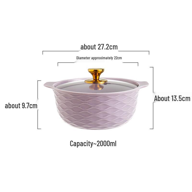 Cozy Style Ceramic Double-Handle Soup Bowl with Lid
