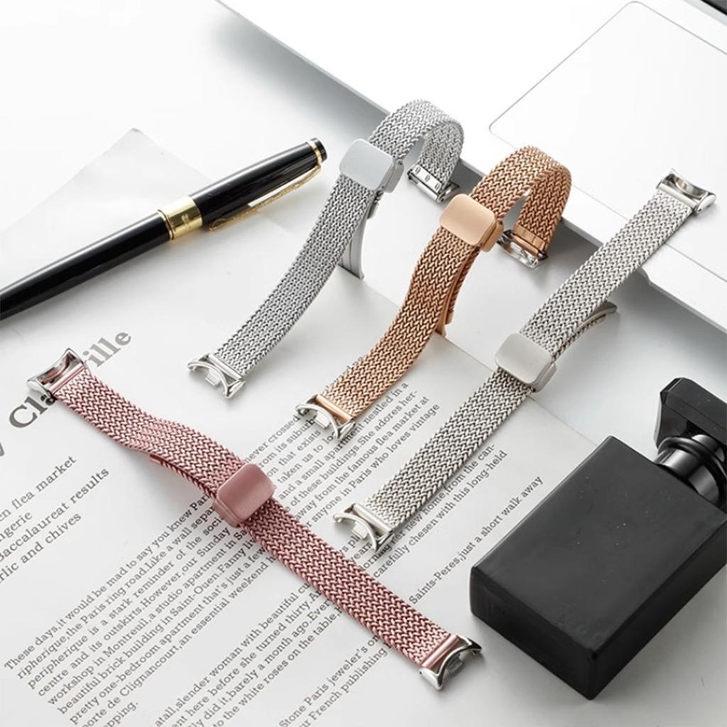 Magnetic Folding Buckle Metal Strap for Xiaomi Watch 10 9 8 Stainless Steel Slim Band for Miband 10 9 8 NFC Smartwatch Bracelet