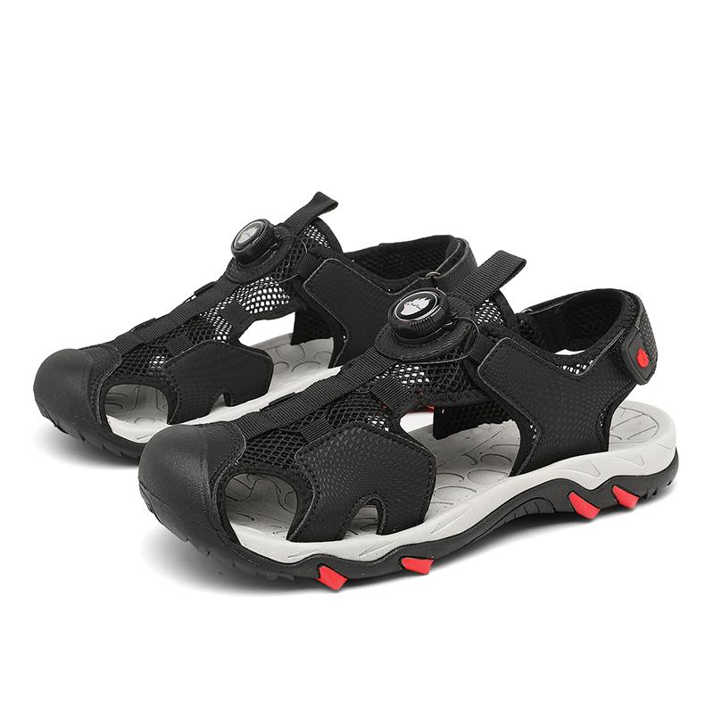 Fashion Anti-collision Toe Man Sandals Roma Flats Vintage Style Men Summer Shoes Genuine Leather Men's Sandals Outdoor Male Beach Shoes