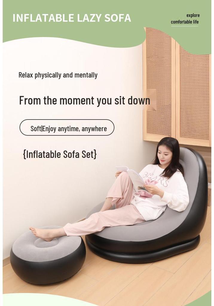 Inflatable Flocked Sofa Bed with Air Cushion for Outdoor Use