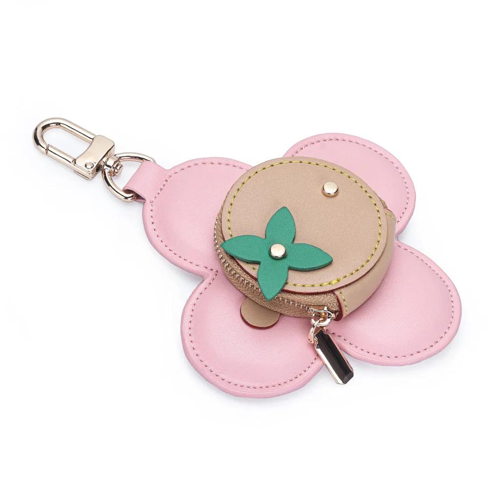 Hanging Ornaments Pendants Fashion Real Leather Women's Bag Charm Sunflower Design Small Bag Buckle Accessory Keychain Jewelry