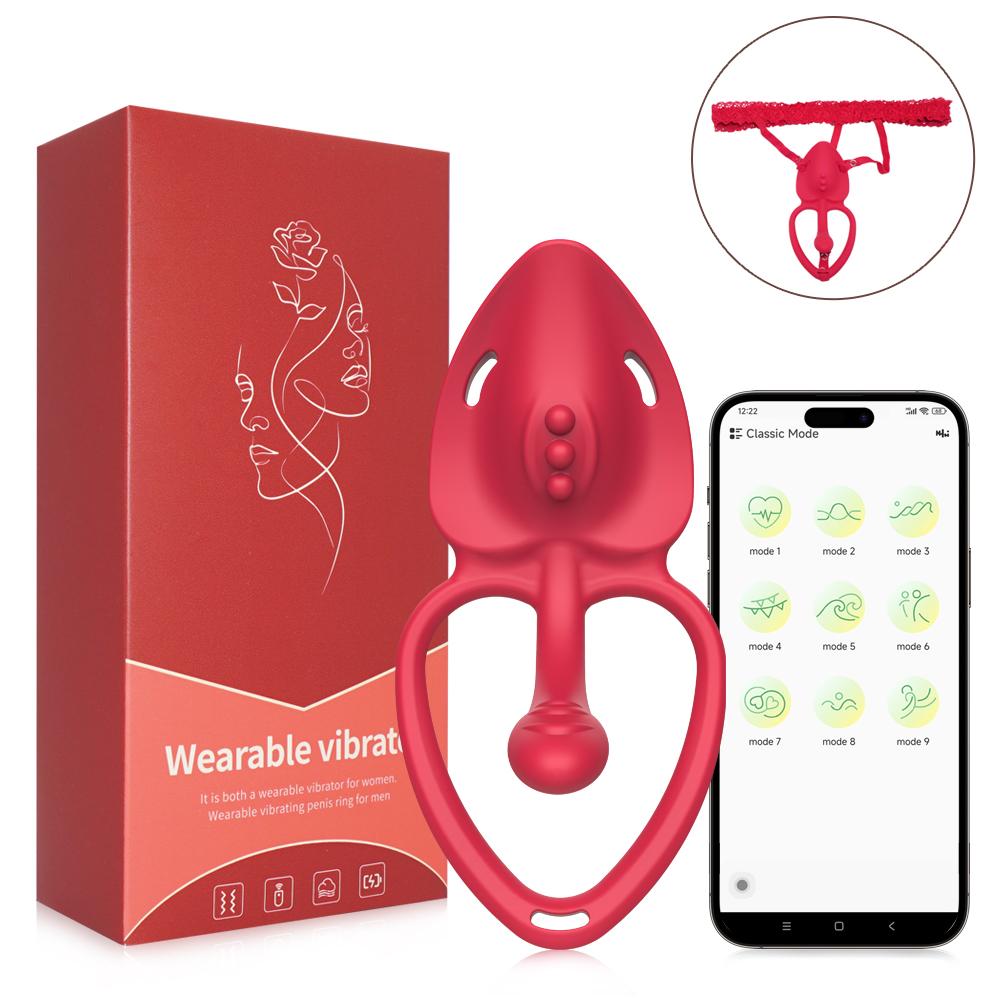 Wearable Panty Vibrator Adult Sex Toy Wireless Control Vibrating Penis Ring with Lace Strap Clitoral Stimulator for Women Couple