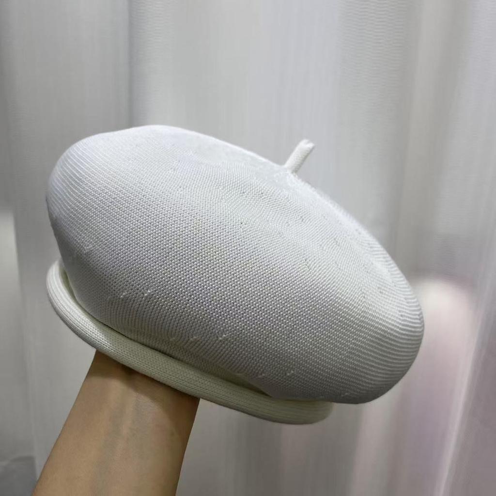 Maillard Brown Three Dimensional Breathable Knitted Beret Women's Autumn and Winter Face Decoration Versatile Hat