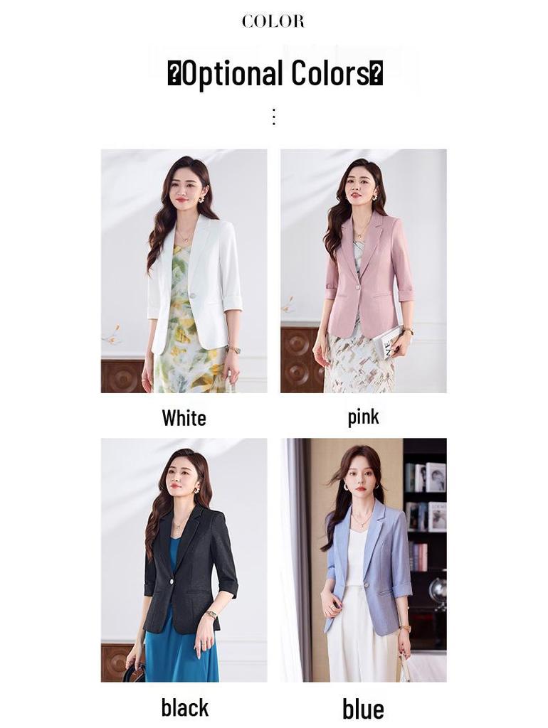 2026 Spring/Summer Women's Mid-Sleeve Blazer - Slim Fit, Professional Formal Workwear