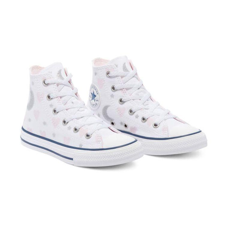Converse Chuck Taylor All Star High GS My Wish Kids Sneakers White Pink Silver 671094C