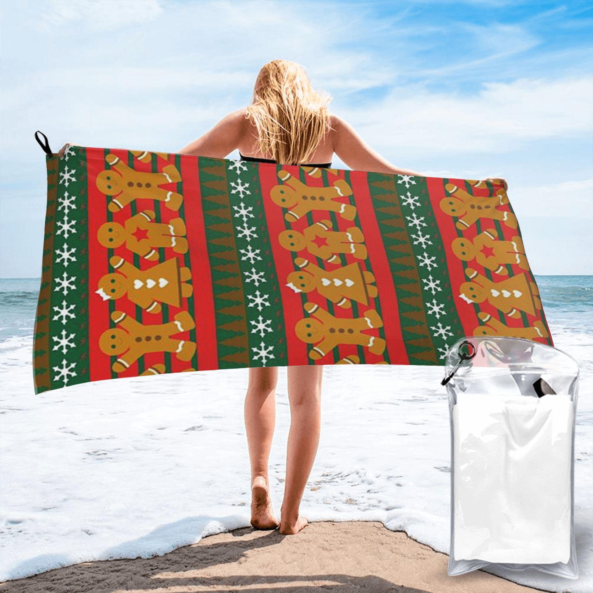 

Merry Christmas & Happy Holidays! Beach Towel Soft Microfiber Quick Dry Absorbent Quick Towels For Bath W40*H60(CM)