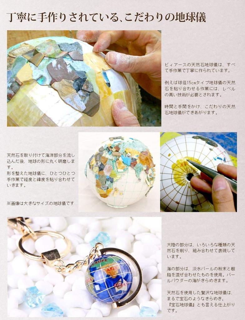 PIEARTH Natural Stone Globe Keychain - Power Stone Design, Blue, Gift-Boxed Lucky Charm Accessory 140mm