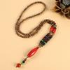 Retro Versatile Men's and Women's Sweater Chain Long High-end Wooden Pendant Buddha Bead Necklace Pendant Cotton and Linen Accessories