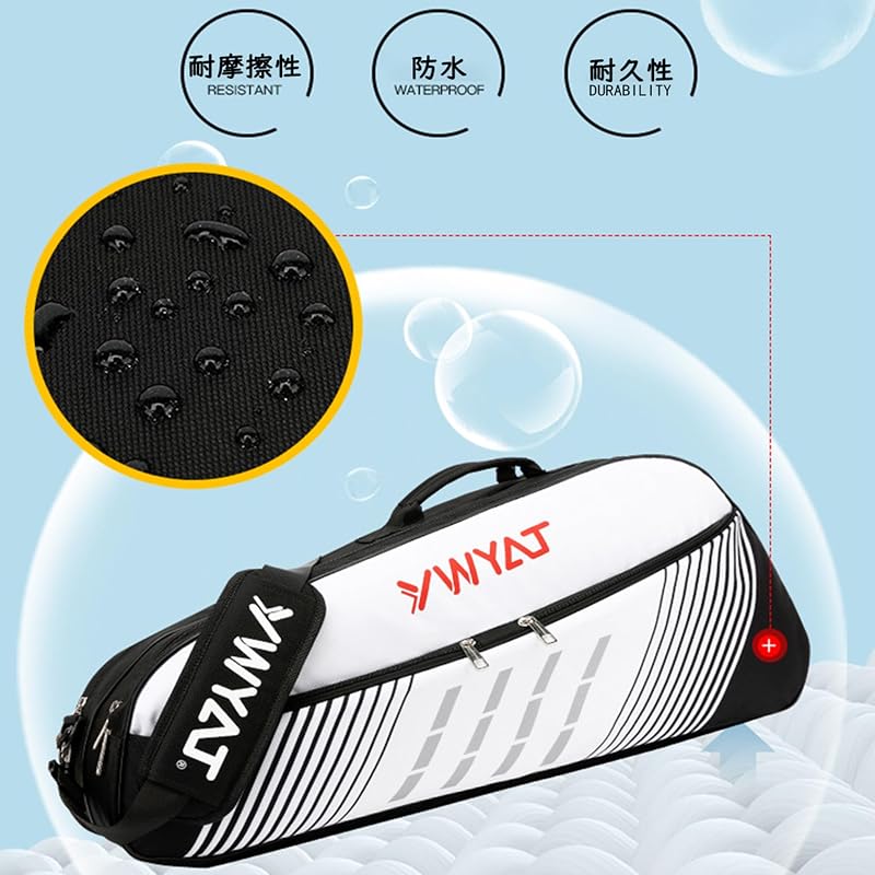 FMAFNLY Badminton Racket Bag, Tennis Shoulder Bag, Racket Case, Sports Racket Storage, Holds 3-6 Rackets, Shoe Compartment, Lightweight,