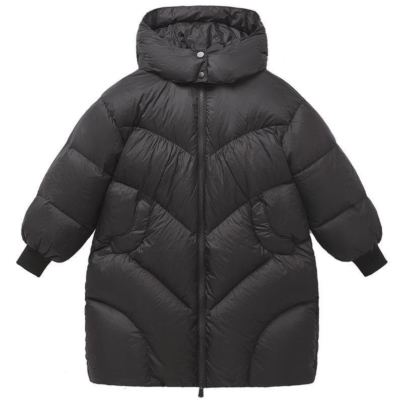 Far-Infrared Antibacterial Girls' Mid-Length Down Jacket for Older Children - Thick Winter Outerwear