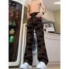 American Retro Miter Camouflage Micro-pull Jeans Men's and Women's Loose Tooling Trousers High Street Ruffian Handsome Slim Long Pants