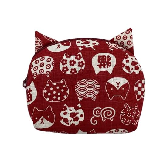 Kyoyu Made in Japan Kyoto Ear-shaped Pouch Approx. 10×13×4cm Cat Pattern Accessory Case Japanese Pat