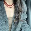 New Chinese Style Red Beaded Green Running Ring Elastic Rope Bracelet Necklace Women'S Light Luxury Fashion Versatile Bracelet Jewelry