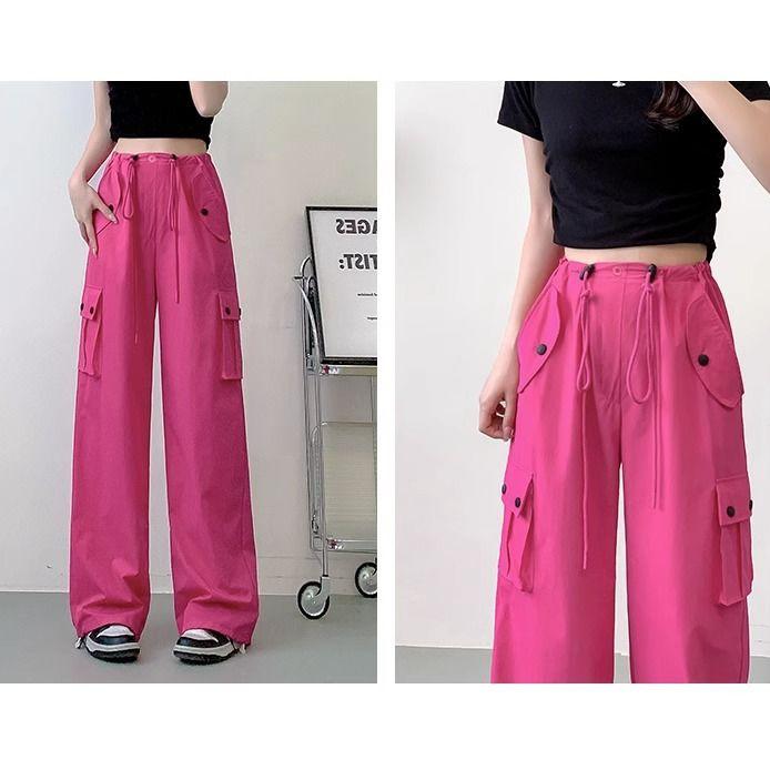 

Дышащие рабочие брюкиТонкие быстросохнущие спортивные брюки с широкими штанинами и высокой талией XL ярко-розовый