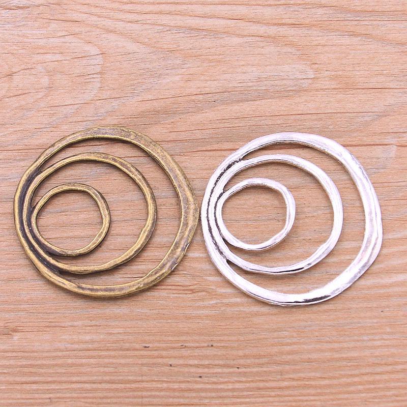 

50mm Alloy Geometric Circle Pendants – 2 Colors DIY Jewelry & Bag Charms античный серебряного