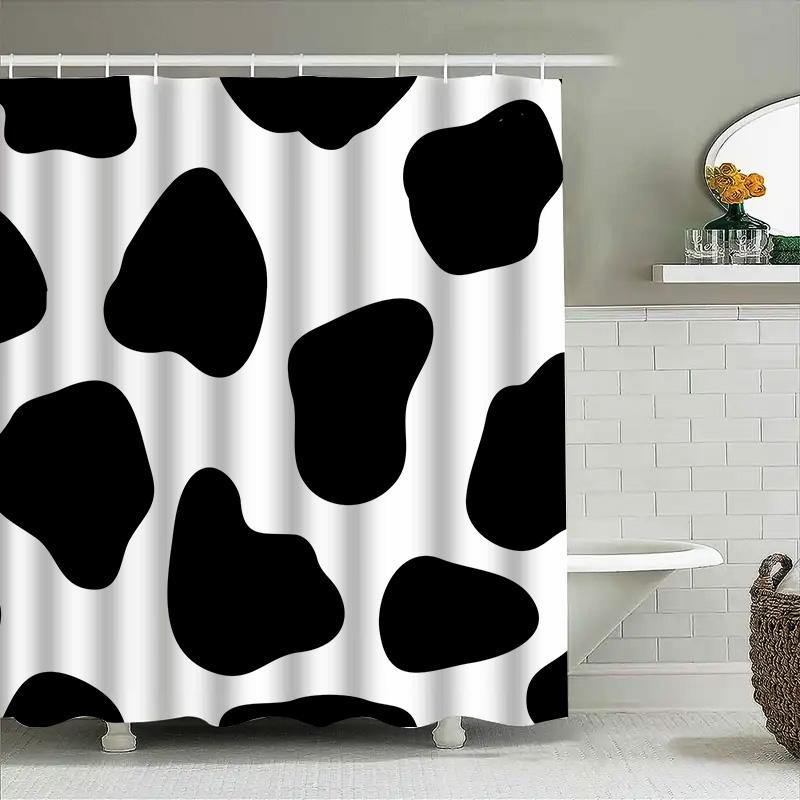 Stylish Animal Print Shower Curtain Black White Cow Skin Pattern for Bathroom Decorations Size: 72 x 84 inches (180x213cm)