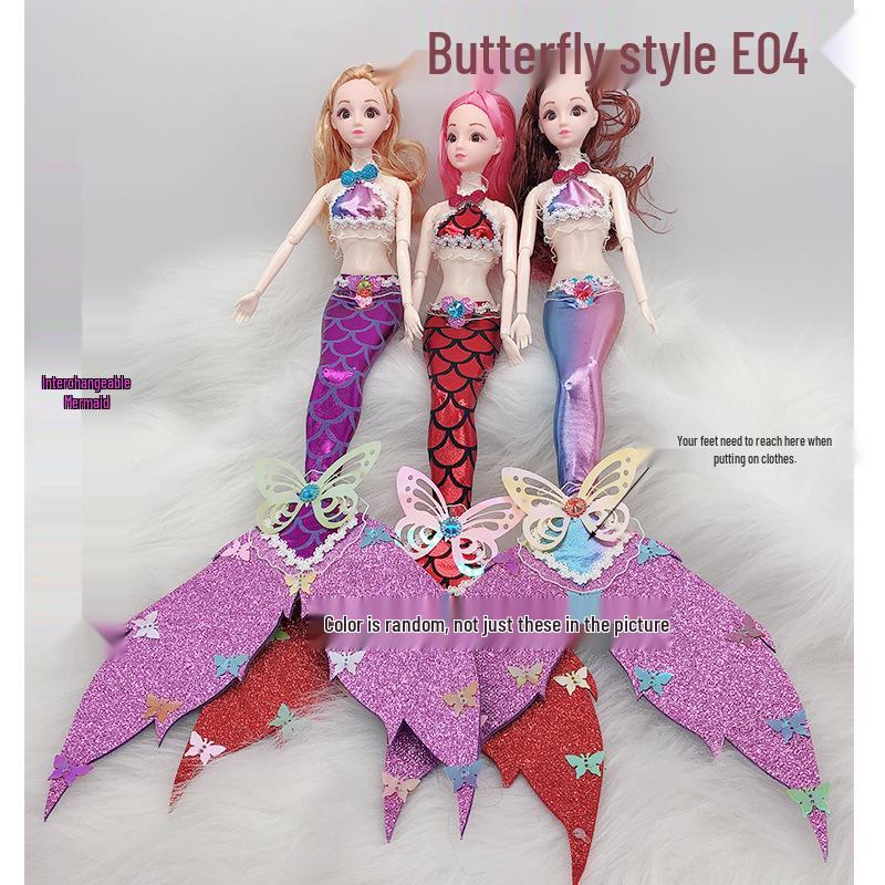 45cm Detachable Mermaid Doll with Fish Scales for Girls - Multi-jointed Princess Toy 45cm Mermaid Princess - Mixed