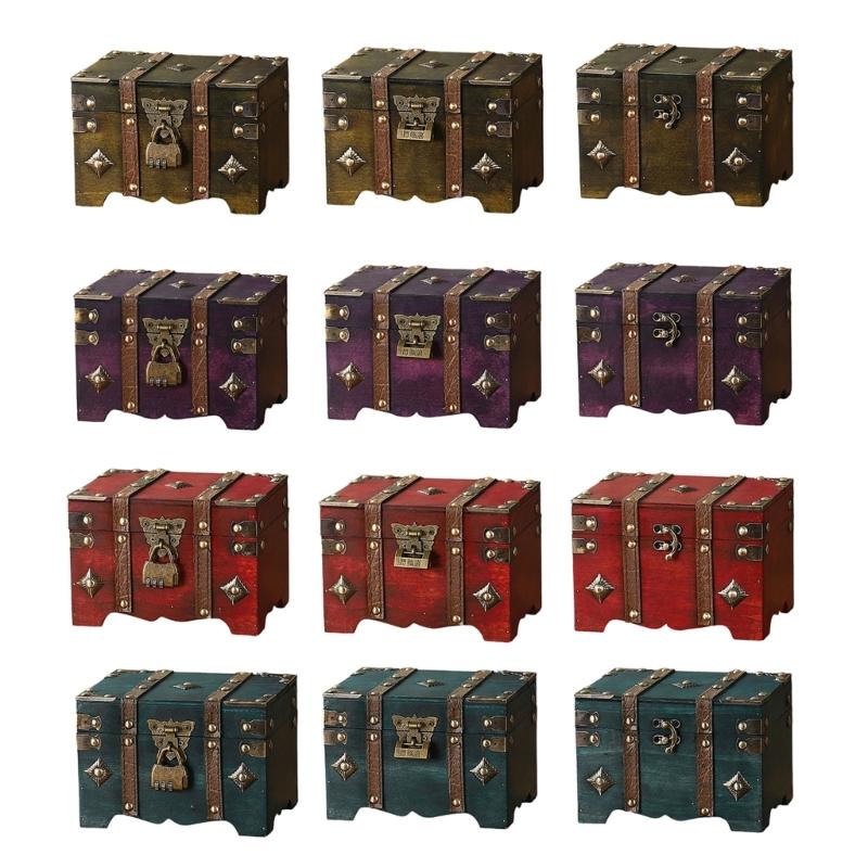 Pudełko do przechowywania w stylu antycznym z bezpiecznym kodem kombinacyjnym Duża pojemność Drewniana skrzynia na biżuterię Kolekcje