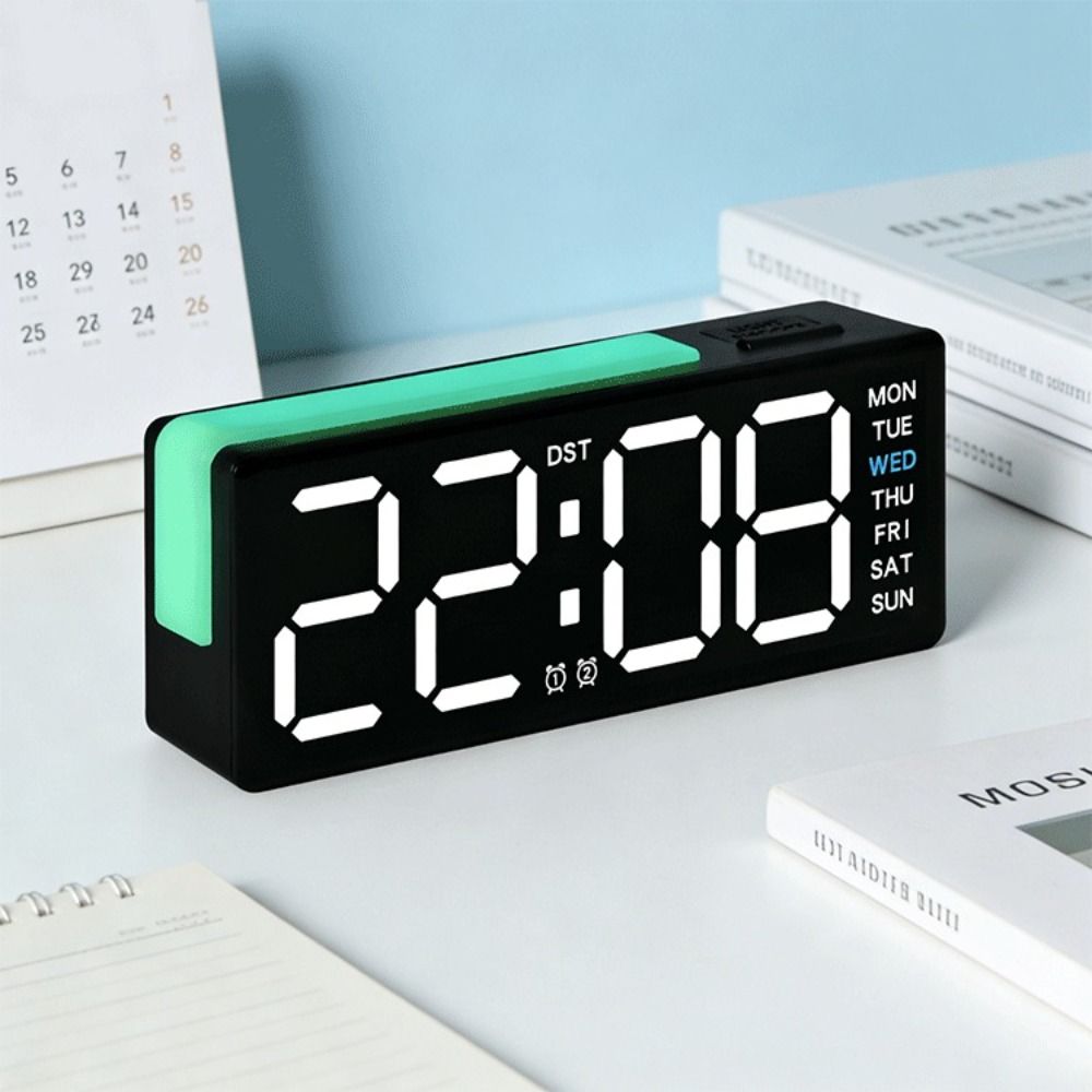 with Calendar Bedside Alarm Clock Temperature Electronic Digital Clocks LED Night Light Clock  Home