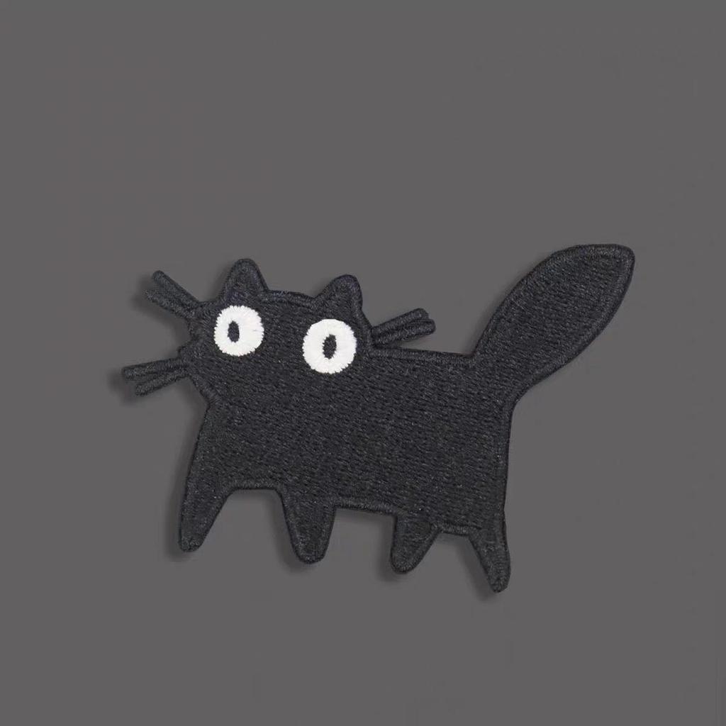 6Pcs/Lot Mix Black Kitten Embroidery Patch Cartoon Cute Patches DIY Clothing Shoes Bag Cat Repair Decoration Applique