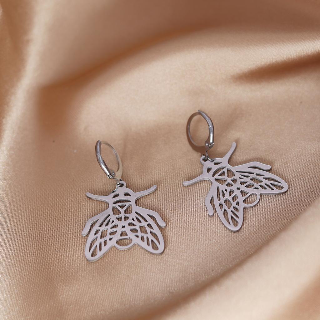 Kinitial Stainless Steel Bulldog Unicorn Dragon Fairy Turtle Sword Death Moth Earrings For Women Trendy Piercing Jewelry