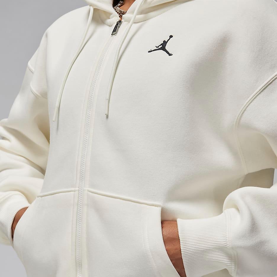 Jordan Brooklyn Solid Color Hooded Casual Zip-Up Sweatshirt Women Sweatshirt Sail-White FD7866-133