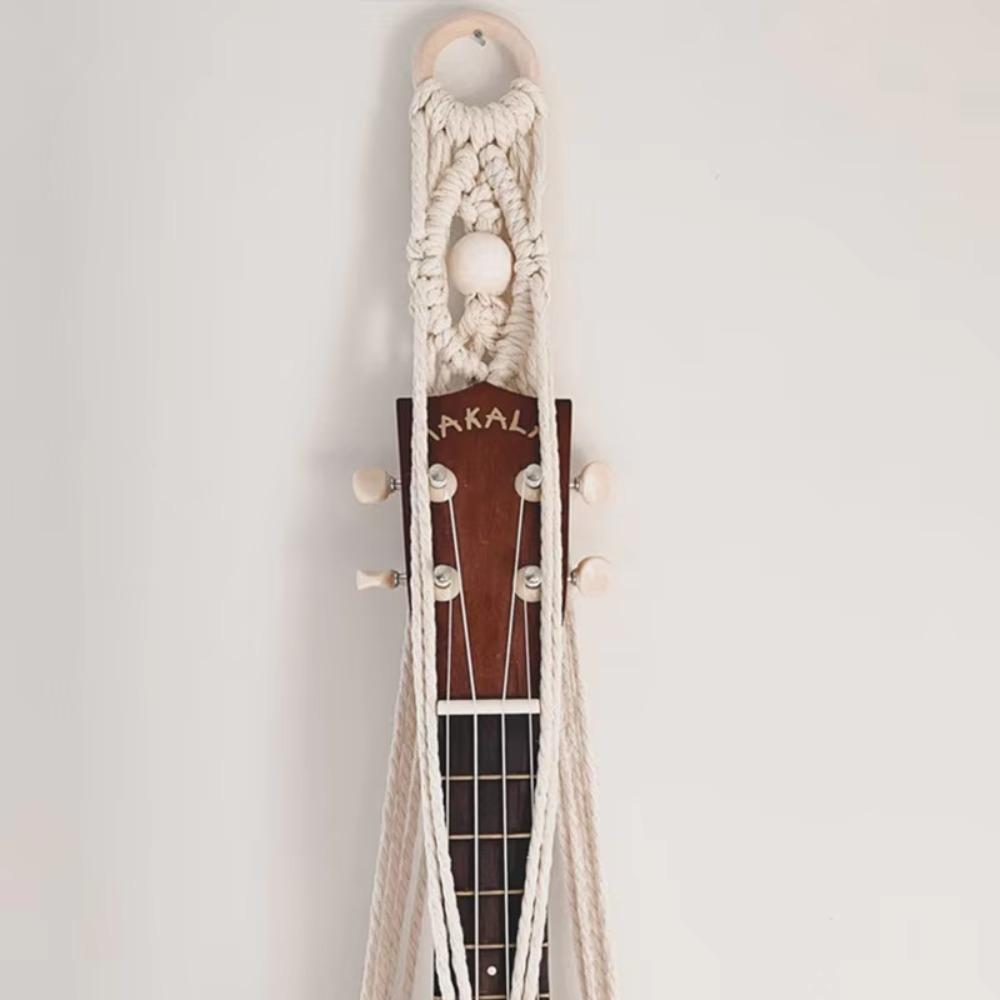 White Flower Pot Mesh Bag Woven String Instrument Accessory Stand Storage Bag  Guitar Storage