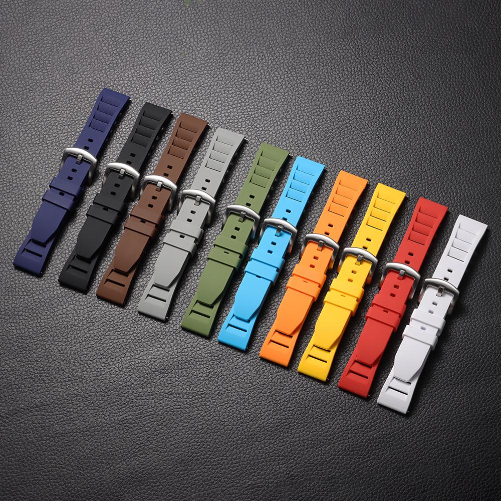 20mm 22mm Silicone Rubber Strap High Quality Curved End Watch Band for Omega for Swatch for Casio Bracelet Waterproof Wristband